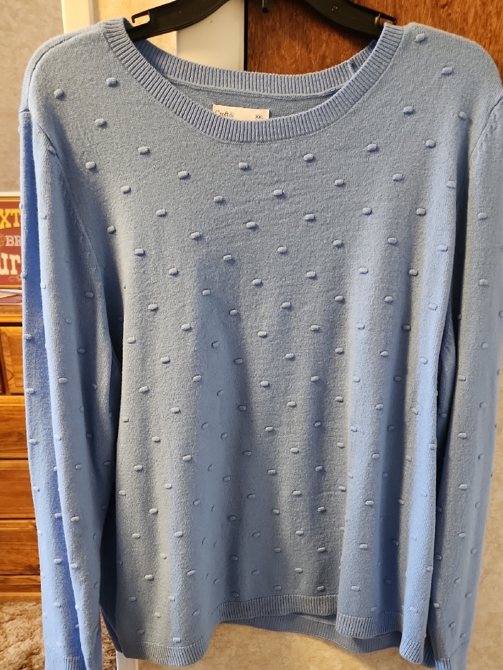 croft & barrow Light Blue Womens XXL Textured Crewneck Sweater